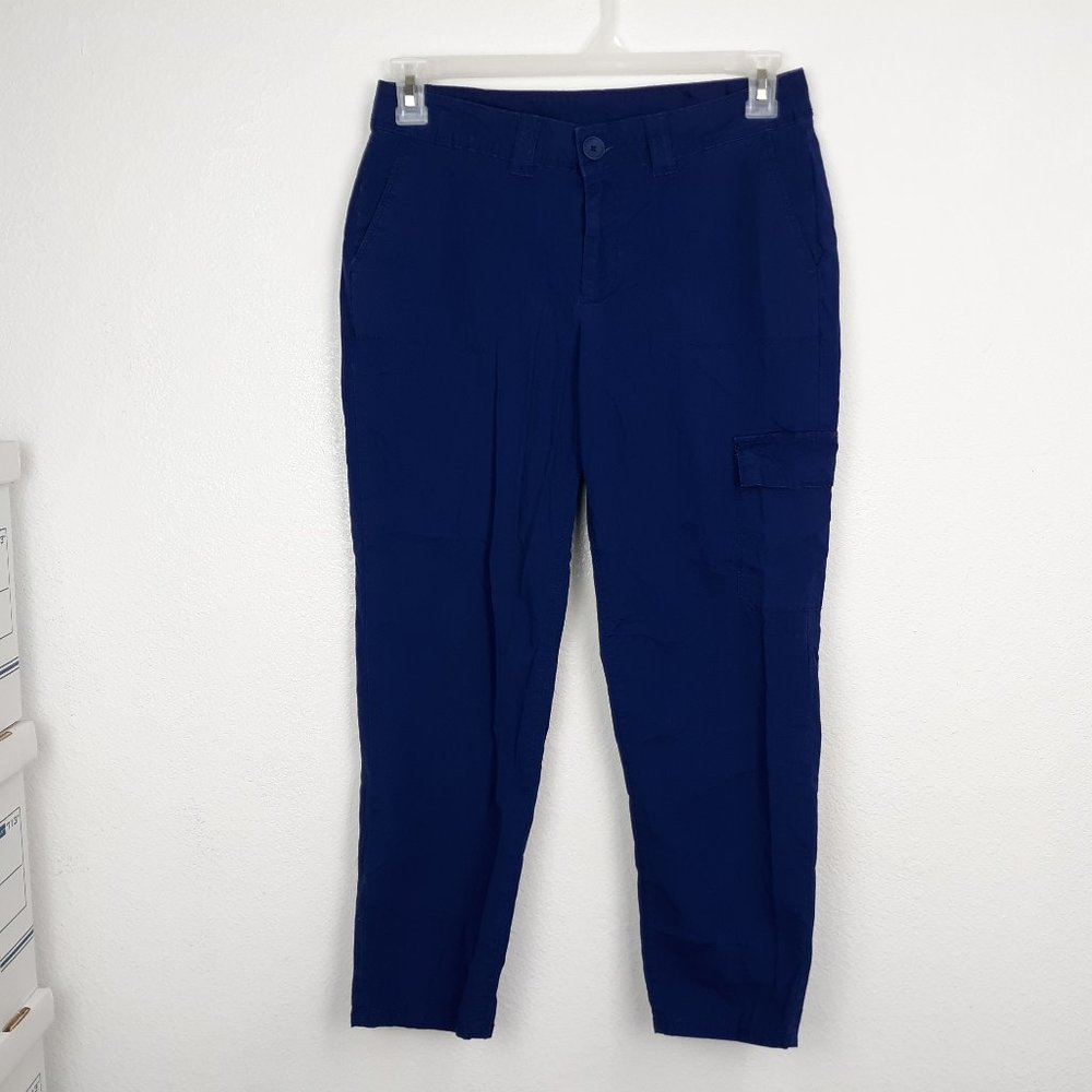 Liz Claiborne Women's Crop Cargo Pants Size 8 P Straight Royal Blue Lightweight
